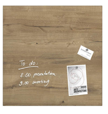 Glas-Magnetboard artverum GL 254, 48x48cm, braun, Design Natural Wood