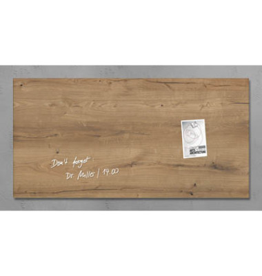 Glas-Magnetboard artverum GL 258, 91x46cm, braun, Design Natural Wood