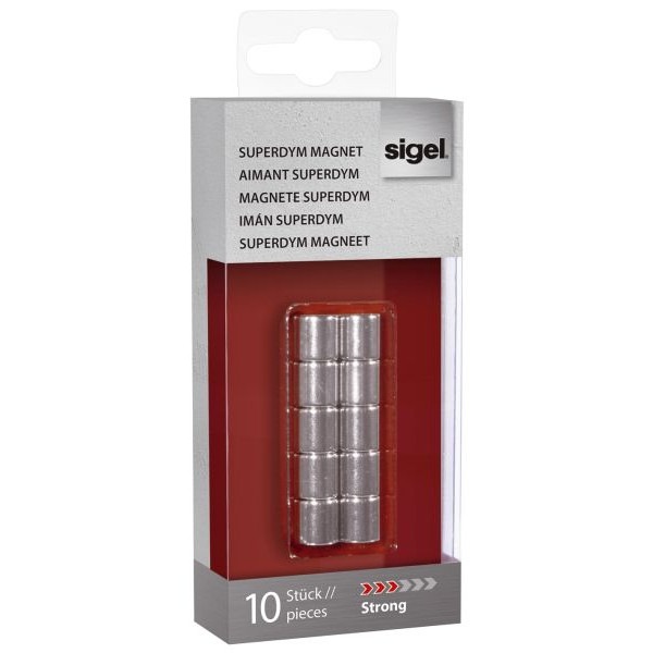 4004360794391 - Neodym-Haftmagnete SuperDym Crong GL701 rund 10x10mm (ØxH) silber 3600g Haftkraft 4004360794391 10 Stück