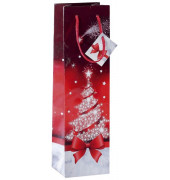 Geschenktragetasche für 1 Flasche Sparkling Tree rot Motiv  10x8x35cm