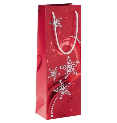 Geschenktasche GT109, Weihnachten, farblich passende Tragekordel, Sterne, 125mm x 360mm