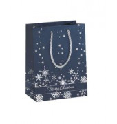 Geschenktasche GT111 inkl. Bodeneinlage für mehr Stabilität, Weihnachten, farblich passende Tragekordel, Silberprägung, Silberne