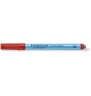 Folienstift Lumocolor correctable, 305 M-2, rot, 1mm, Rundspitze, nachf&uuml;llbar