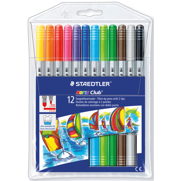 4007817320013 - STAEDTLER Noris Club 320 - twin-tip fibre-tip pen - black red blue green light blue yellow orange brown violet light grey willow green light carmine (pack of 12) 4007817320013 - STAEDTLER Noris Club 320 - twin-tip fibre-tip pen - black red blue green light blue yellow orange brown violet light grey willow green light carmine (pack of 12)