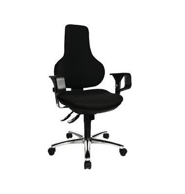 B&uuml;rostuhl Ergo Point SY Deluxe, schwarz / silber, mit Armlehnen, bis 110kg, ohne Kopfst&uuml;tze