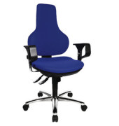 B&uuml;rostuhl Ergo Point SY Deluxe, blau / silber, mit Armlehnen, bis 110kg, ohne Kopfst&uuml;tze