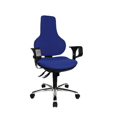 B&uuml;rostuhl Ergo Point SY Deluxe, blau / silber, mit Armlehnen, bis 110kg, ohne Kopfst&uuml;tze