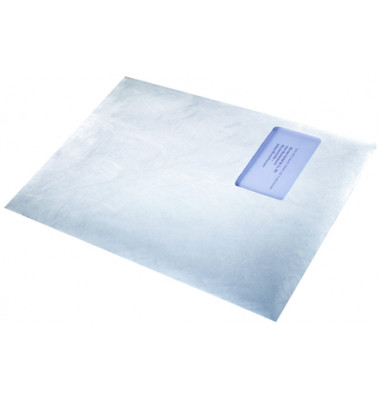 Faltentaschen C4 mit Fenster 20mm Falte haftklebend weiß Tyvek