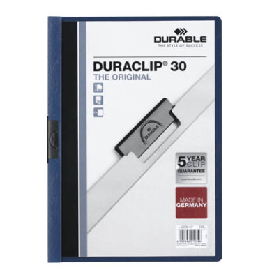 Klemmhefter DURACLIP 30 220007, A4 blau, für ca. 30 Blatt, Polyvinylchlorid (PVC) 80g