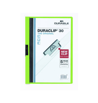 Klemmhefter DURACLIP 30 220005, A4 grün, für ca. 30 Blatt, Polyvinylchlorid (PVC) 80g