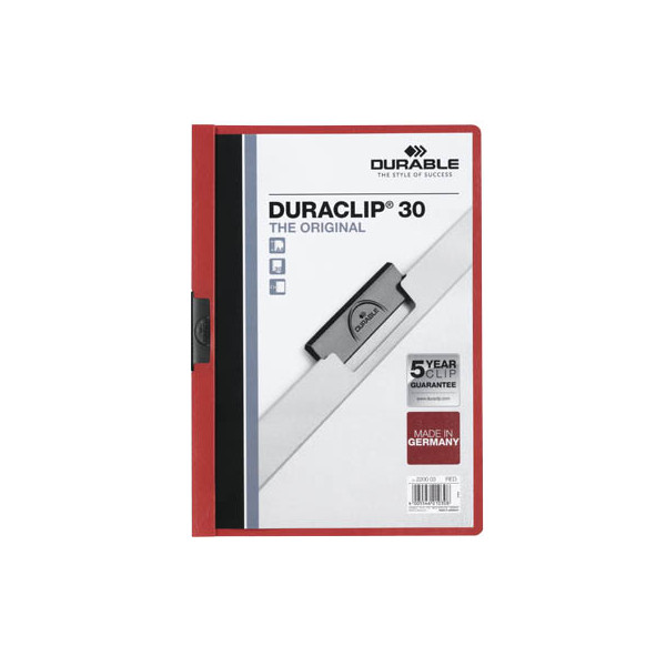 4005546210308 - Liderpapel - Klemmmappe duraclip® 30 din A4 Hartfolie Farbe der Rückseite rot Farbe der Klemme schwarz