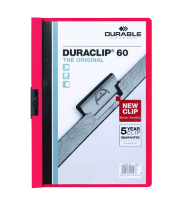 Klemmhefter DURACLIP 60 220903, A4 rot, für ca. 60 Blatt, Polyvinylchlorid (PVC) 80g