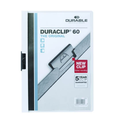 Klemmhefter DURACLIP 60 220902, A4 weiß, für ca. 60 Blatt, Polyvinylchlorid (PVC) 80g