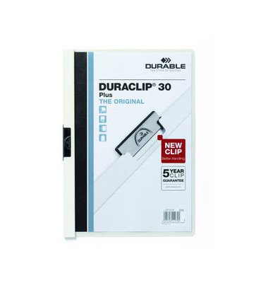 Klemmhefter DURACLIP PLUS 30 221302, A4 weiß, für ca. 30 Blatt, Polyvinylchlorid (PVC)