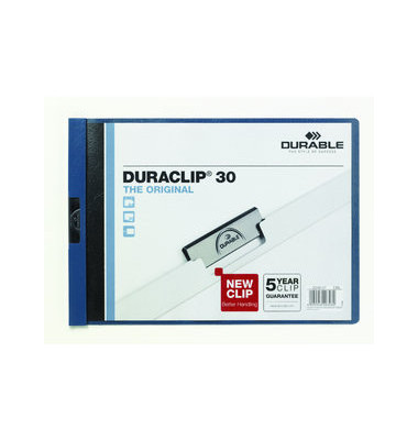 Klemmhefter DURACLIP 30 2246-07, A4 quer, für ca. 30 Blatt, Kunststoff, blau