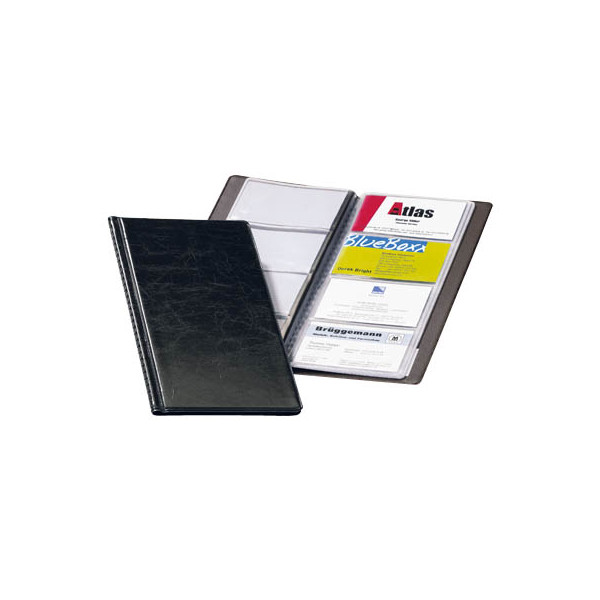 4005546250007 - - Visitenkartenbuch visifix® 96 115 x 253 cm (b x h) 90 x 57 mm (b x h) 96 Karten Graukarton PVC schwarz 12 Hüllen