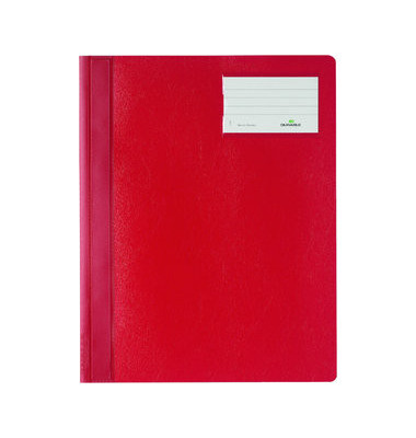 Schnellhefter 250003, A4+, rot, Polyvinylchlorid (PVC), Vorderdeckel opak
