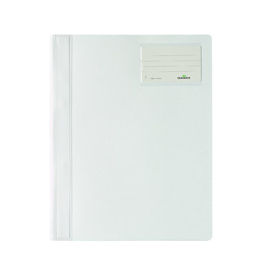 Schnellhefter 250002, A4+, weiß, Polyvinylchlorid (PVC), Vorderdeckel opak