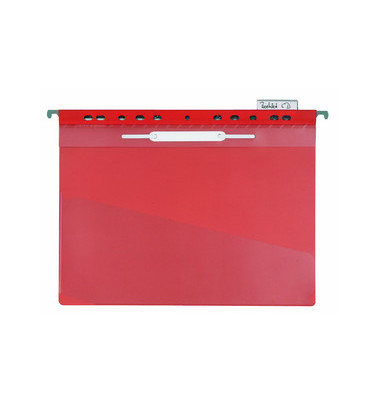 Schnellhefter 256003, A4, rot, Polyvinylchlorid (PVC), Vorderdeckel transparent