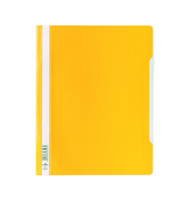 Schnellhefter Standard 257004, A4+, gelb, Polyvinylchlorid (PVC), 80g, Vorderdeckel transparent