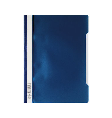 Schnellhefter Standard 257307, A4, blau, Polypropylen (PP), 80g, Vorderdeckel transparent