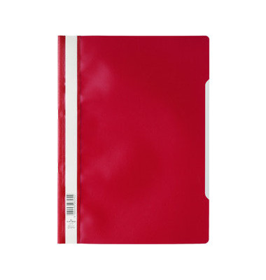 Schnellhefter Standard 257303, A4, rot, Polypropylen (PP), 80g, Vorderdeckel transparent