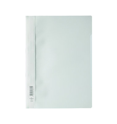 Schnellhefter Standard 257302, A4, wei&szlig;, Polypropylen (PP), 80g, Vorderdeckel transparent