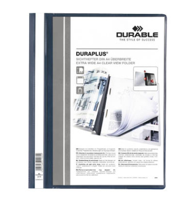 Schnellhefter Duraplus A4+ überbreit dunkelblau PVC Kunststoff kaufmännische Heftung bis 200 Blatt