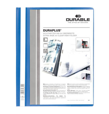 Schnellhefter DURAPLUS 257906, A4+, blau, Polypropylen (PP), Vorderdeckel transparent