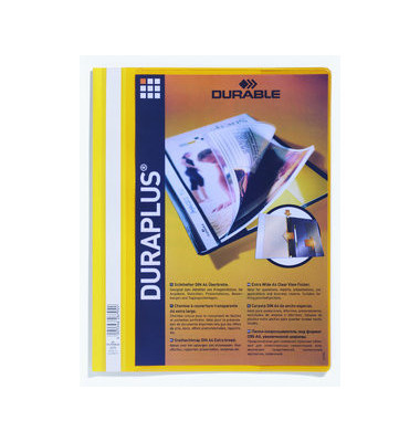 Schnellhefter DURAPLUS 257904, A4+, gelb, Polypropylen (PP), Vorderdeckel transparent