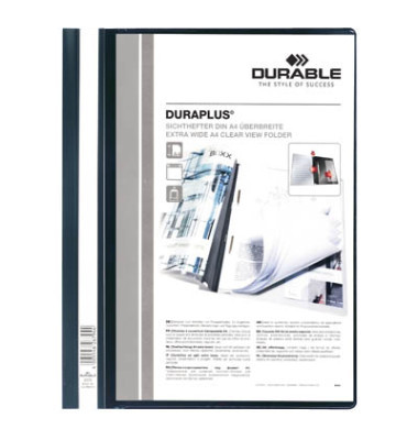 Schnellhefter DURAPLUS 257901, A4+, schwarz, Polypropylen (PP), Vorderdeckel transparent