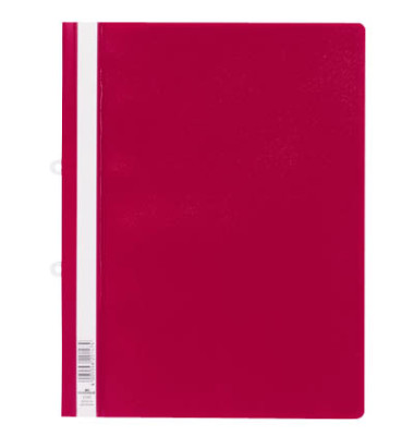 Schnellhefter 258003, A4+, rot, Kunststoff, Vorderdeckel transparent