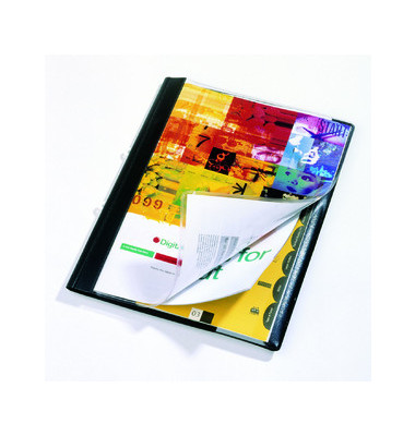Schnellhefter DURAPLUS DE LUXE 258901, A4+, schwarz, Polyvinylchlorid (PVC), 80g, Vorderdeckel transparent