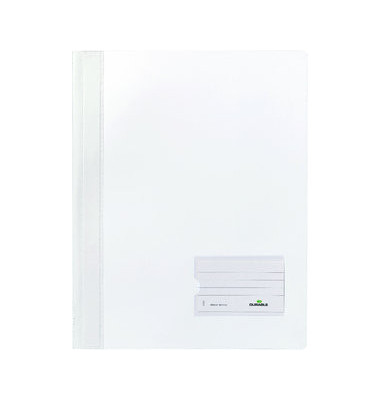Schnellhefter DURALUX TRANSLUZENT 268002, A4+, wei&szlig;, Kunststoff, 80g, Vorderdeckel transparent