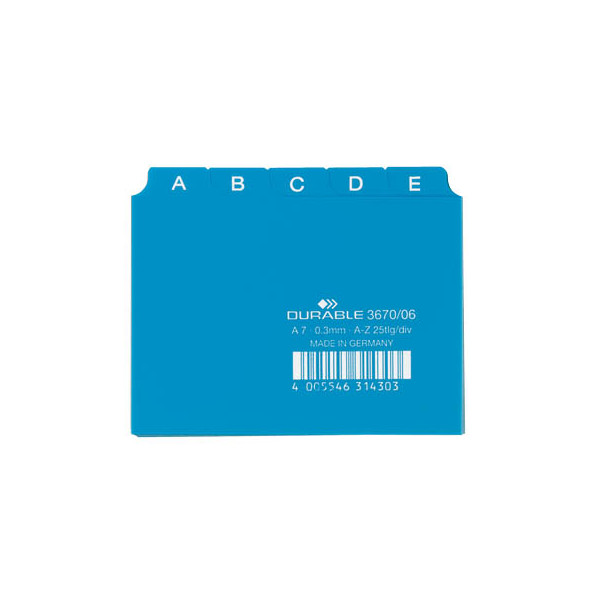 Durable Leitregister Kunststoff A-Z A7-quer blau 25-teilig 4005546314303 Durable