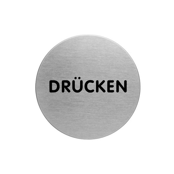 4005546400099 - 490061 65 mm rundes Piktogramm-Informationsschild aus Edelstahl-Bross-Druck (Druck in deutscher Sprache) - Durable