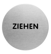 Piktogramm "Ziehen" rund metallic silber Ø 65mm