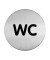 Piktogramm "WC" rund metallic silber Ø 83mm