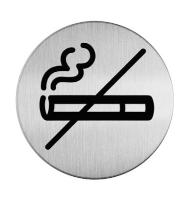 Piktogramm "Raucher - NEIN" rund metallic silber Ø 83mm