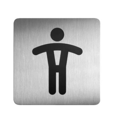 Piktogramm "WC Herren" eckig metallic silber 150x150mm Piktogramm "WC Herren" eckig metallic silber 150x150mm