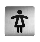 Piktogramm "WC Damen" eckig metallic silber 150x150mm