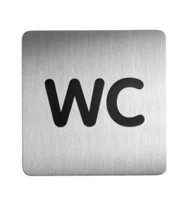 Piktogramm "WC" eckig metallic silber 150x150mm Piktogramm "WC" eckig metallic silber 150x150mm