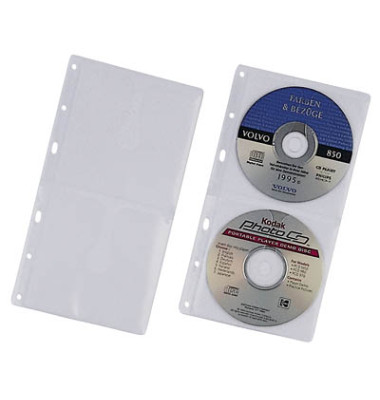 CD/DVD-Hüllen Cover S für 2 CD/DVD transparent 6-fach Lochung PP 5 Stück CD/DVD-Hüllen Cover S für 2 CD/DVD transparent 6-fach Lochung PP 5 Stück