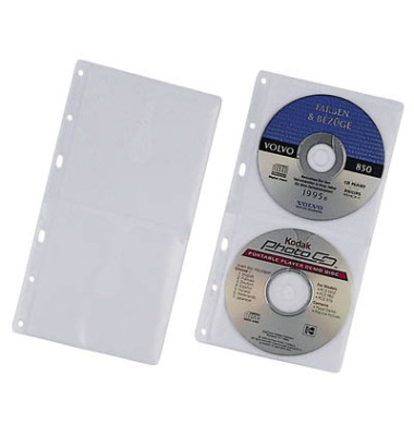 CD/DVD-Hüllen Cover S für 2 CD/DVD transparent 6-fach Lochung PP