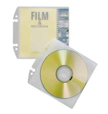 CD/DVD-Hüllen CoverEasy für 1-2 CD/DVD transparent 80mm Lochung PP 10 Stück