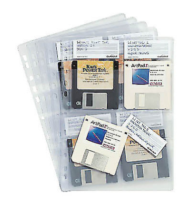 Diskettenhüllen Diskoflex A4 für 4x 3,5 Zoll-Disketten transparent 5 Stück