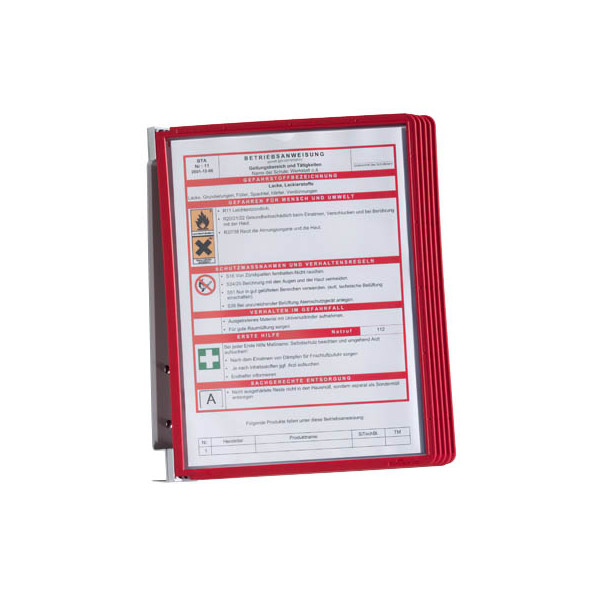 4005546506487 - Sichttafelwandhalter VARIO WALL 5 - 5551 Rot DIN A4 Anzahl der mitgelieferten Sichttafeln 5