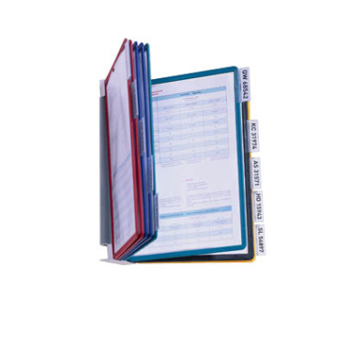 Sichttafelwandhalter VARIO A4 sortiert mit 10 Tafeln/Reiter Sichttafelwandhalter VARIO A4 sortiert mit 10 Tafeln/Reiter