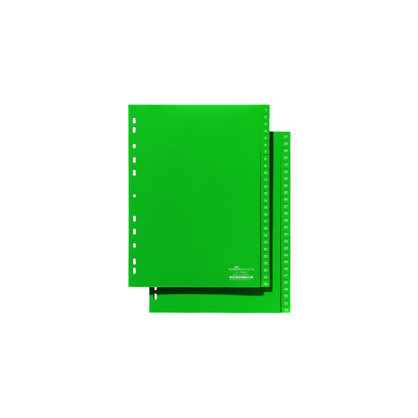 Durable Kunststoffregister 6157 05, 1 bis 52, A4, 120µm, grüne Taben, 52-teilig 4005546665320 Durable