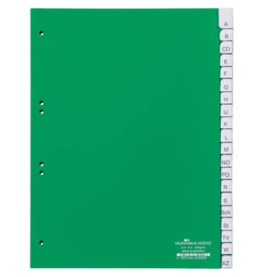 Kunststoffregister 620005, 20-teilig blanko, A4, 120µm, transparente Fenstertaben, 20-teilig